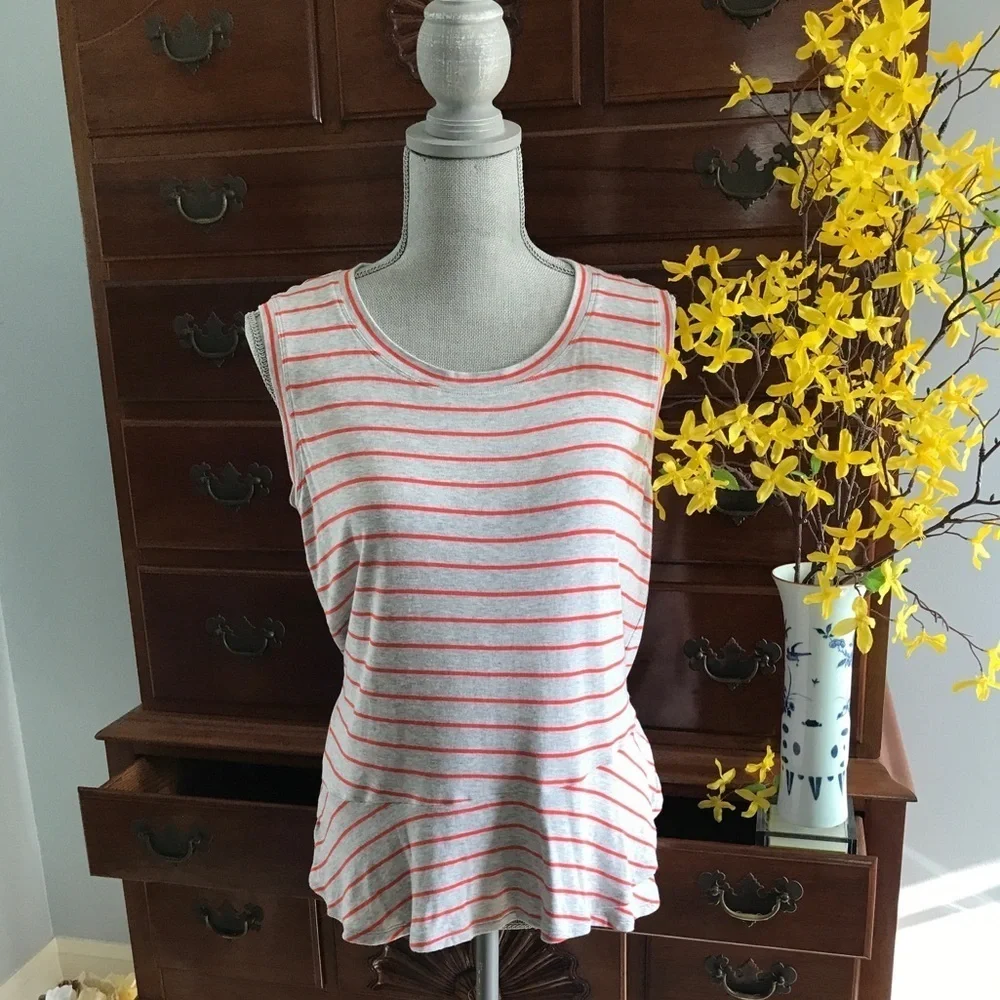 CAbi Tangerine Stripe Ruffle Sleeveless Top Size S - Picture 9 of 15